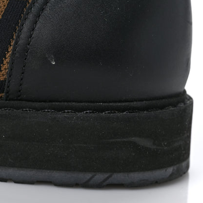 Fendi Calfskin Stretch Fabric FF Rockoko Biker Boots 40 Black Tobacco 8 of 11