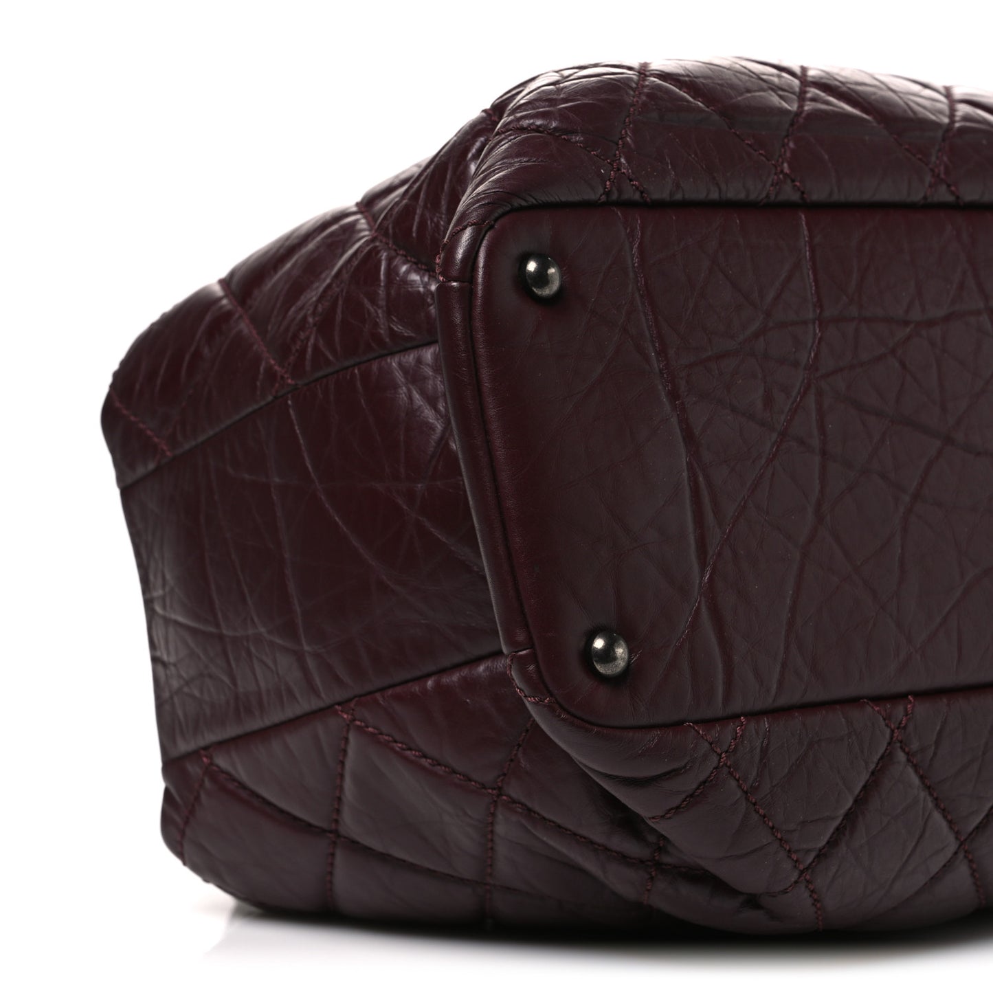 Aged Calfskin Quilted Tweed Portobello Tote Burgundy
