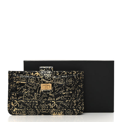 Chanel Calfskin Crocodile Embossed Graffiti 2.55 Cocodile Reissue Strap Pouch Black Gold 10 of 10