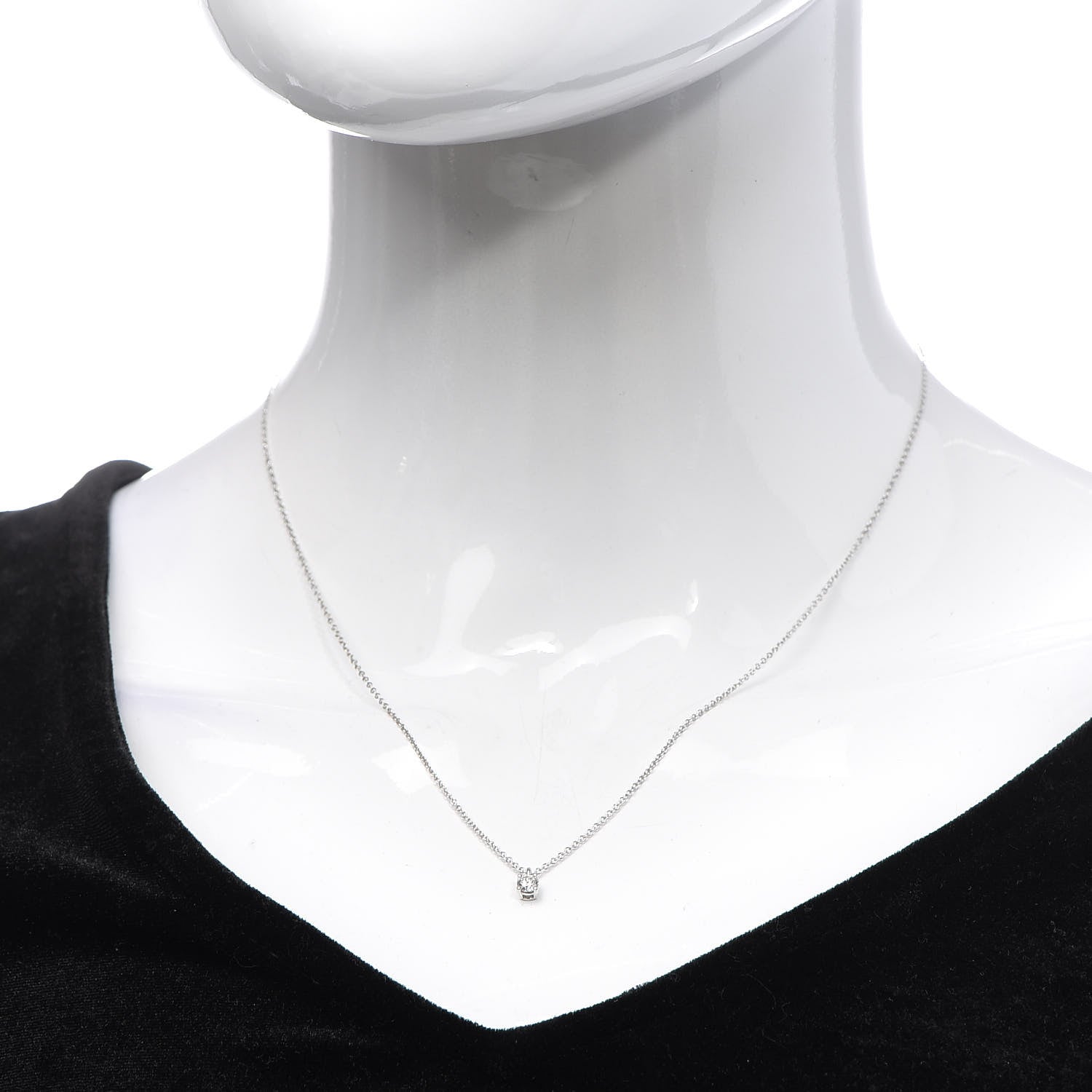 Tiffany Platinum Diamond .18ct Solitaire Pendant Necklace 2 of 6
