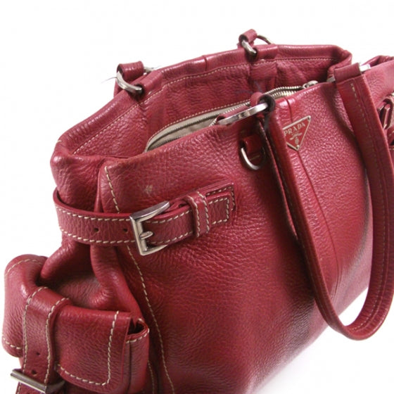 Leather Tote Shoulder Bag Purse Red