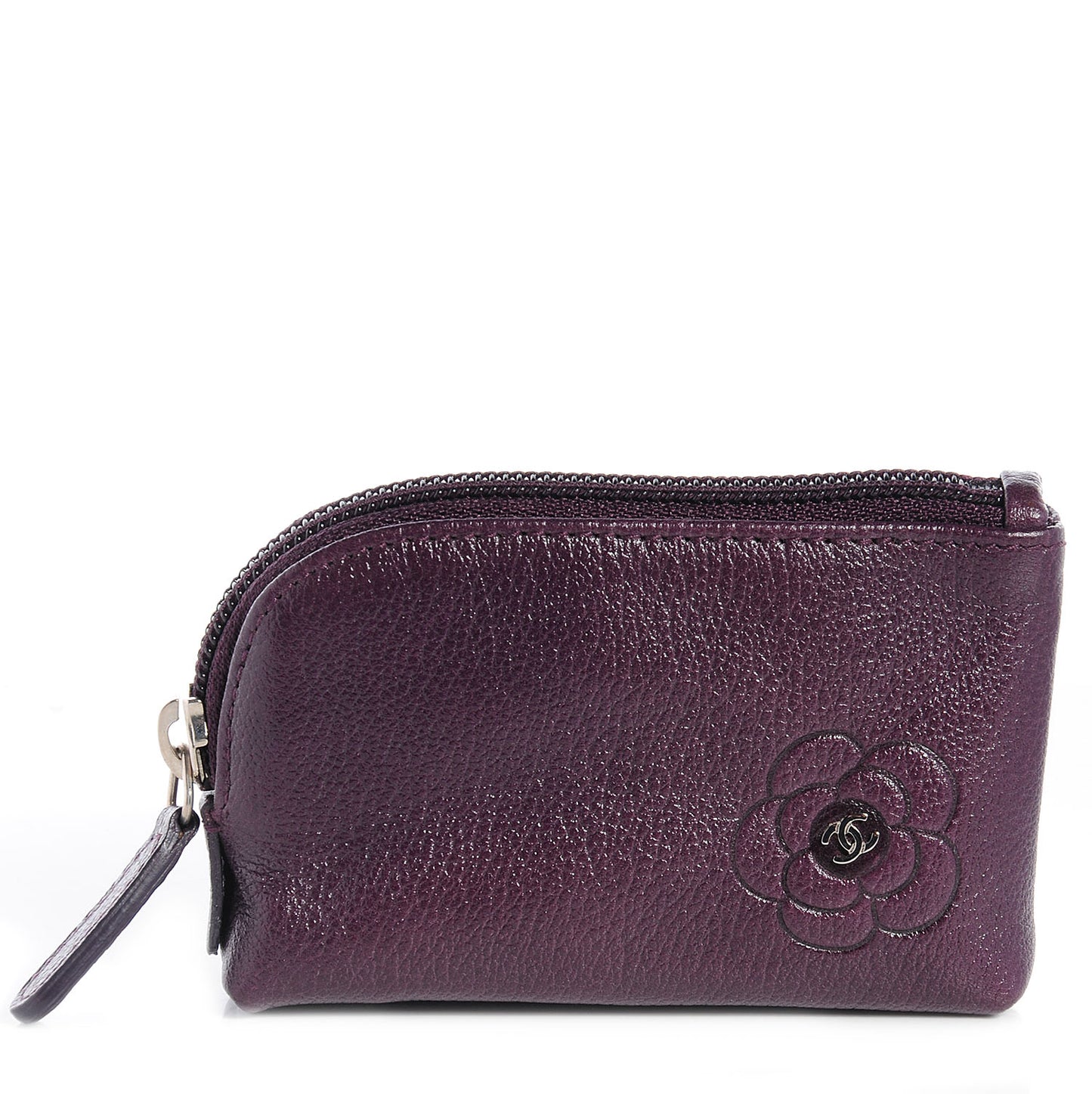 Leather CC Camellia Coin Purse Purple