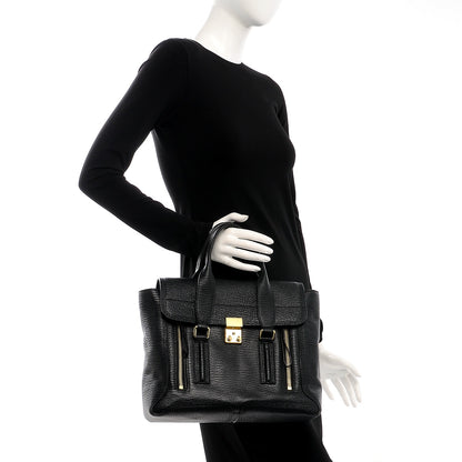 3.1 Phillip Lim 3.1 Textured Calfskin Medium Pashli Satchel Black 2 of 8