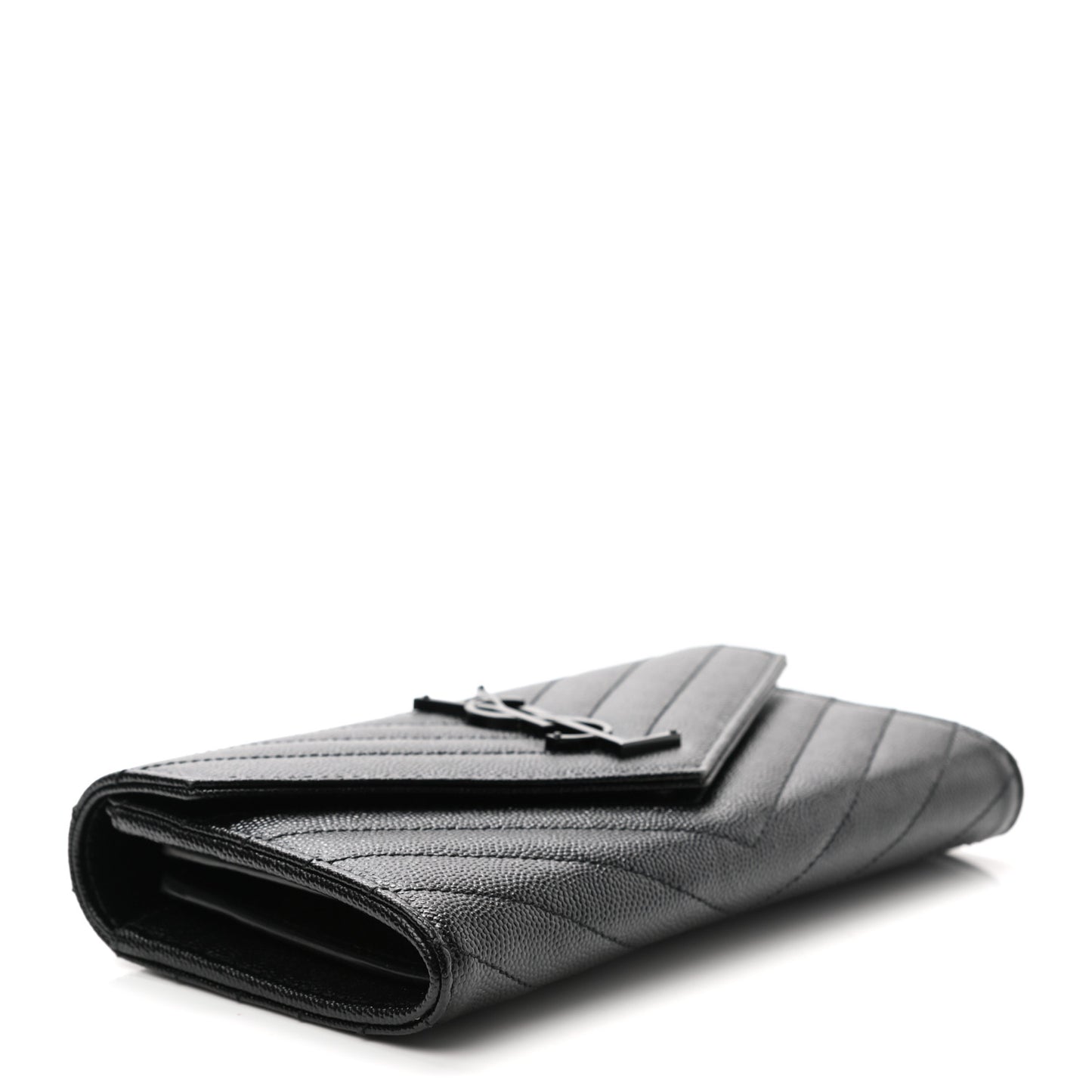 Grain De Poudre Matelasse Chevron Monogram Flap Wallet Black