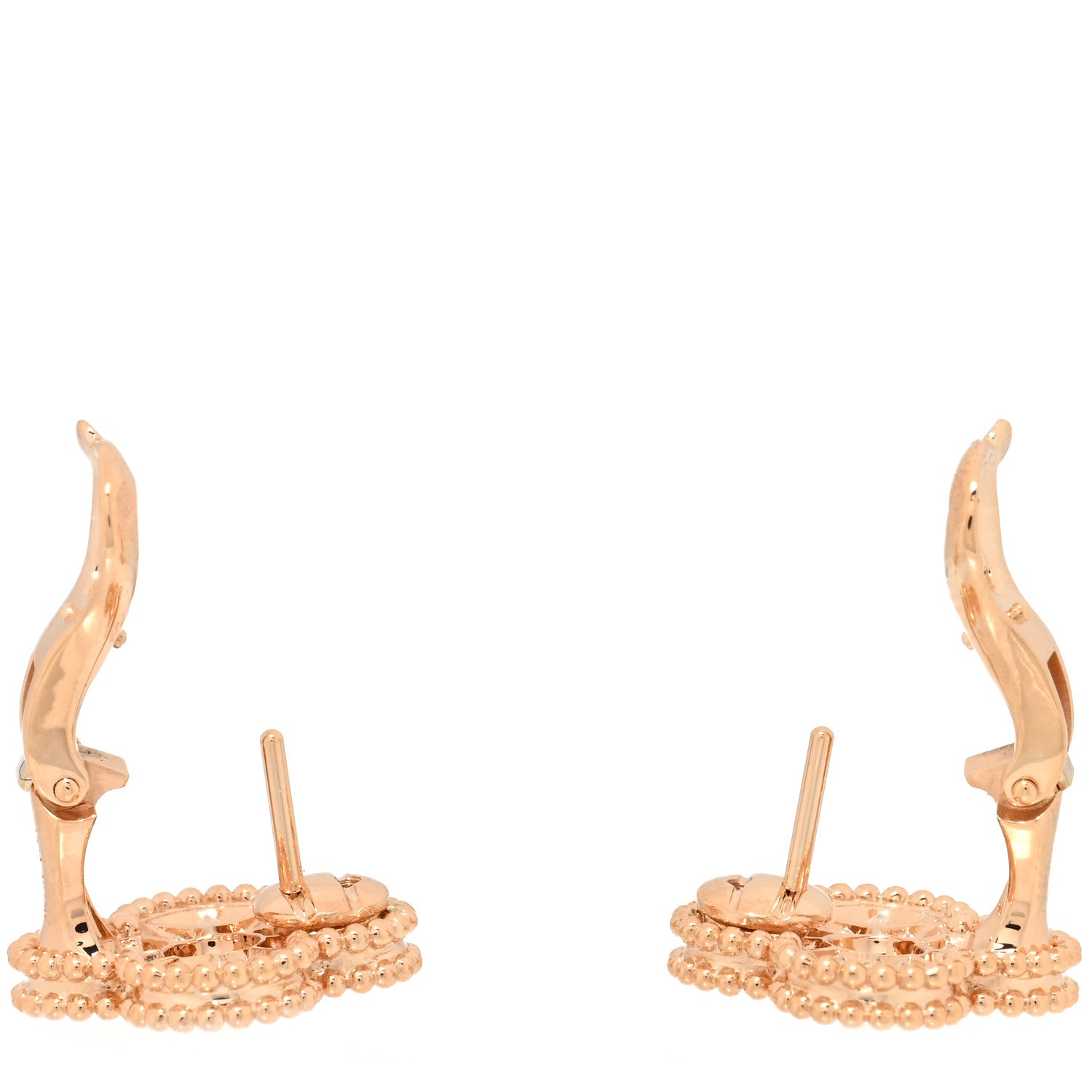 Van Cleef & Arpels 18K Rose Gold Diamond Vintage Alhambra Earrings 3 of 5