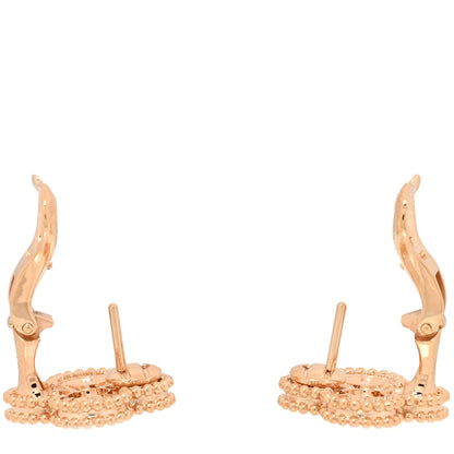 Van Cleef & Arpels 18K Rose Gold Diamond Vintage Alhambra Earrings 3 of 5
