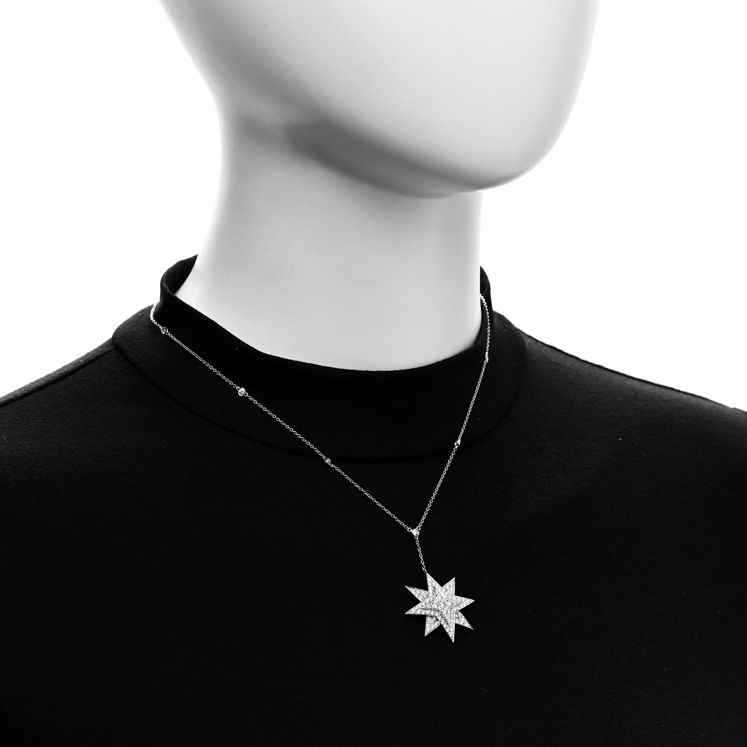 Tiffany Platinum Diamond Star Drop Necklace 2 of 6