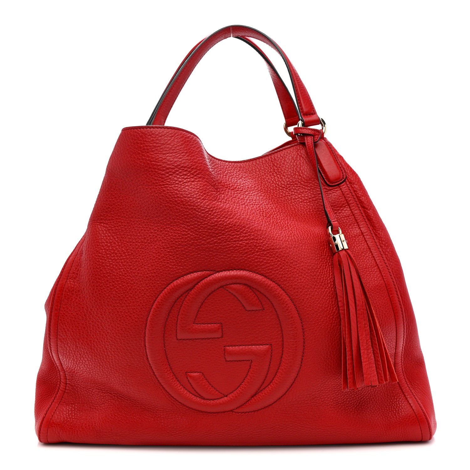 Gucci Pebbled Calfskin Large Soho Shoulder Bag Red Red 1 of 12