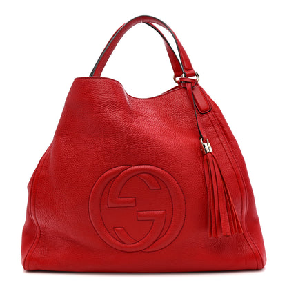 Gucci Pebbled Calfskin Large Soho Shoulder Bag Red Red 1 of 12