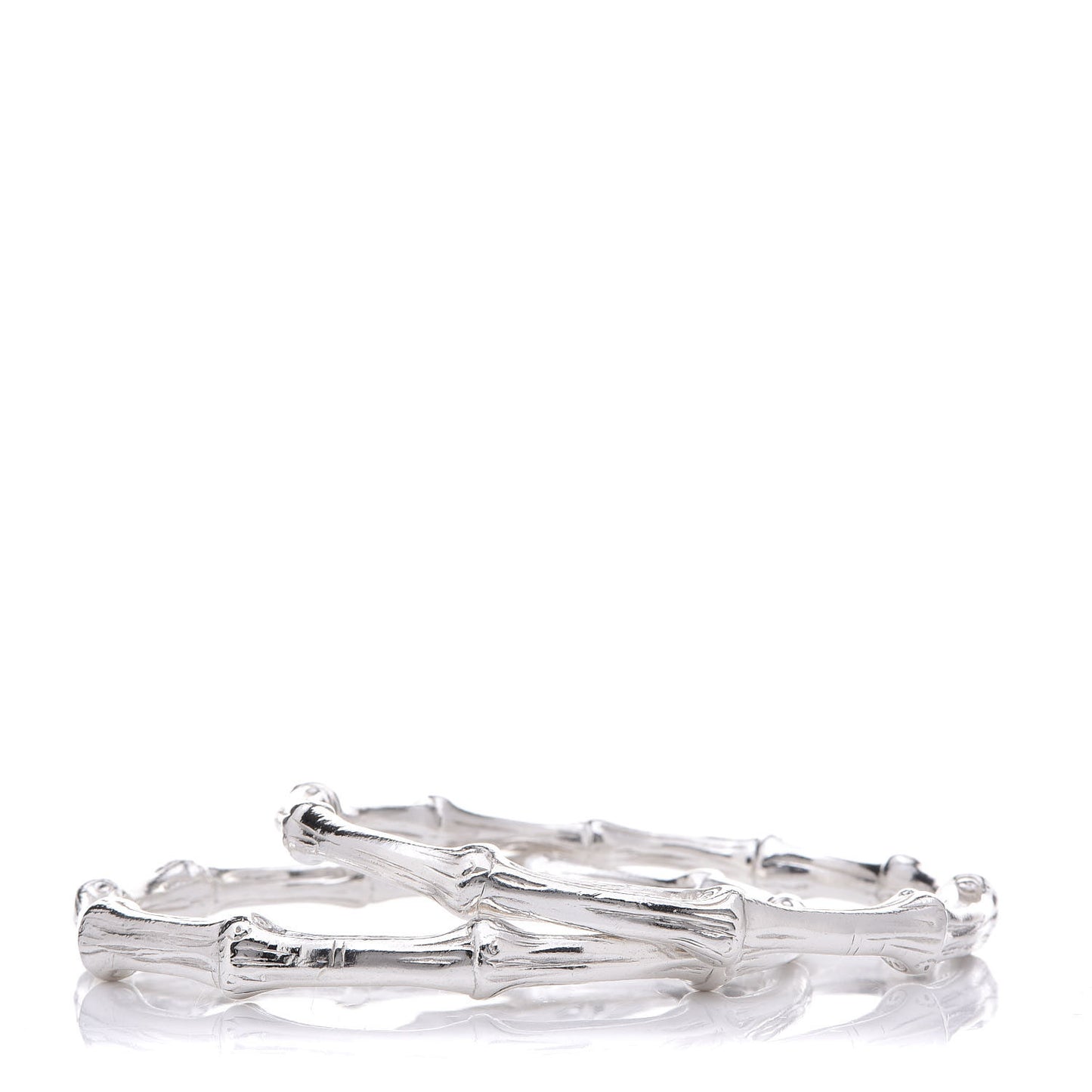 Sterling Silver 2 Bamboo Bangle Bracelet Set