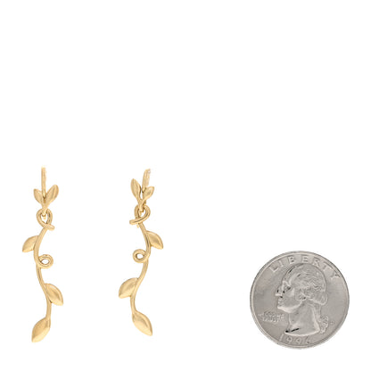 Tiffany 18K Yellow Gold Paloma Picasso Olive Leaf Dangle Earrings 2 of 4
