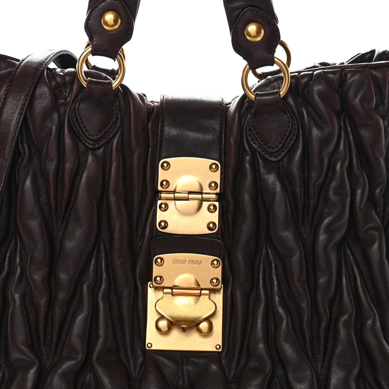 Miu Miu Nappa Matelasse Shopping Tote Prugna 8 of 12