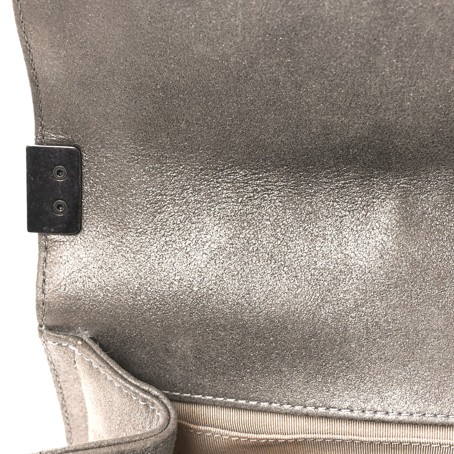 Iridescent Calfskin Quilted Strass Medium Paris Dallas Boy Flap Dark Khaki