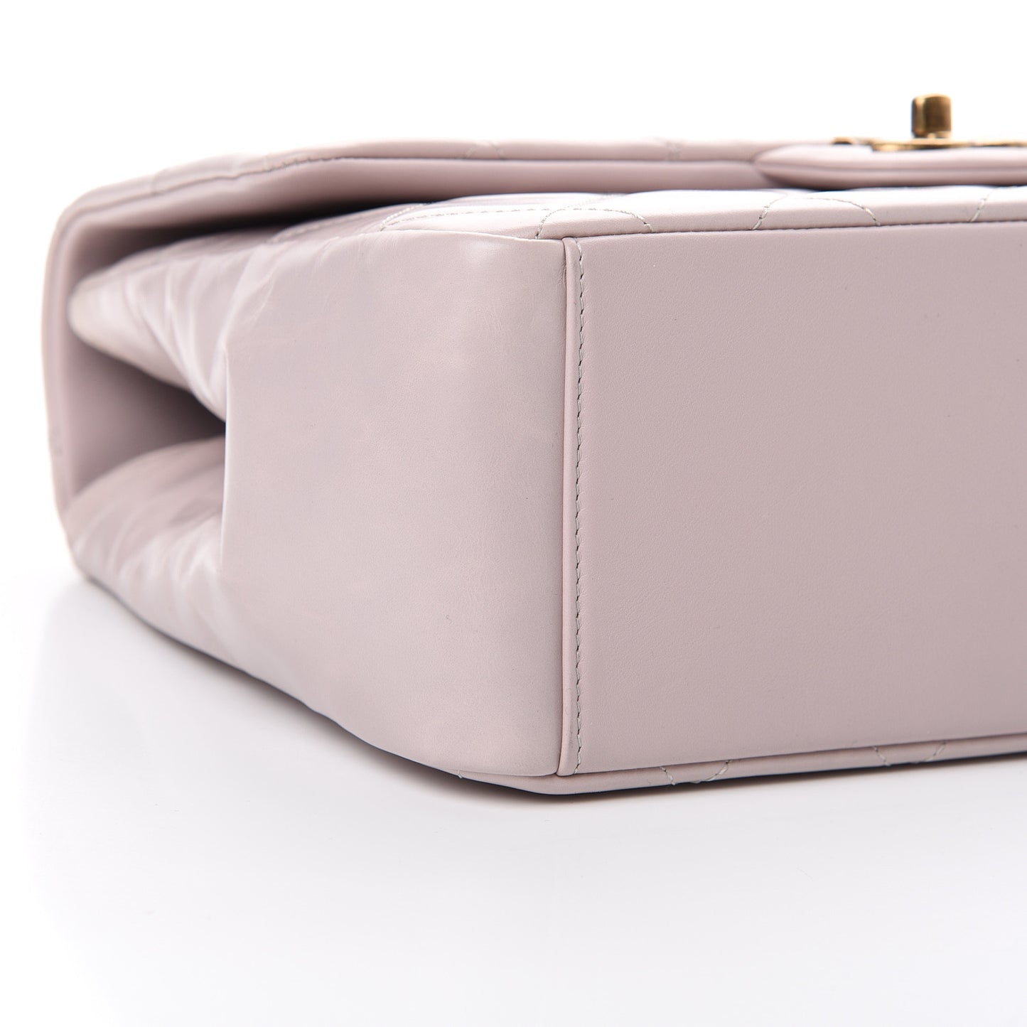Calfskin Quilted Large Gold Bar Top Handle Flap Light Pink