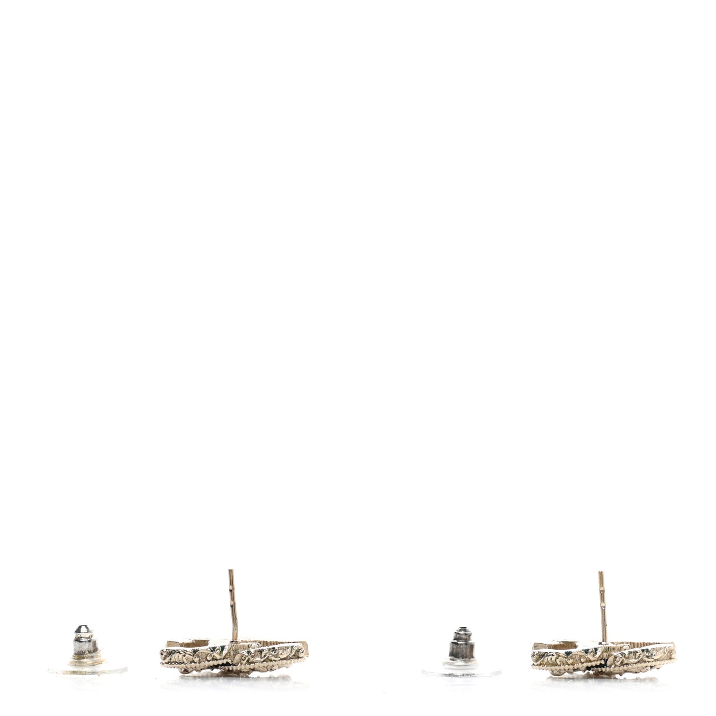 Enamel CC Baroque Earrings Black Gold
