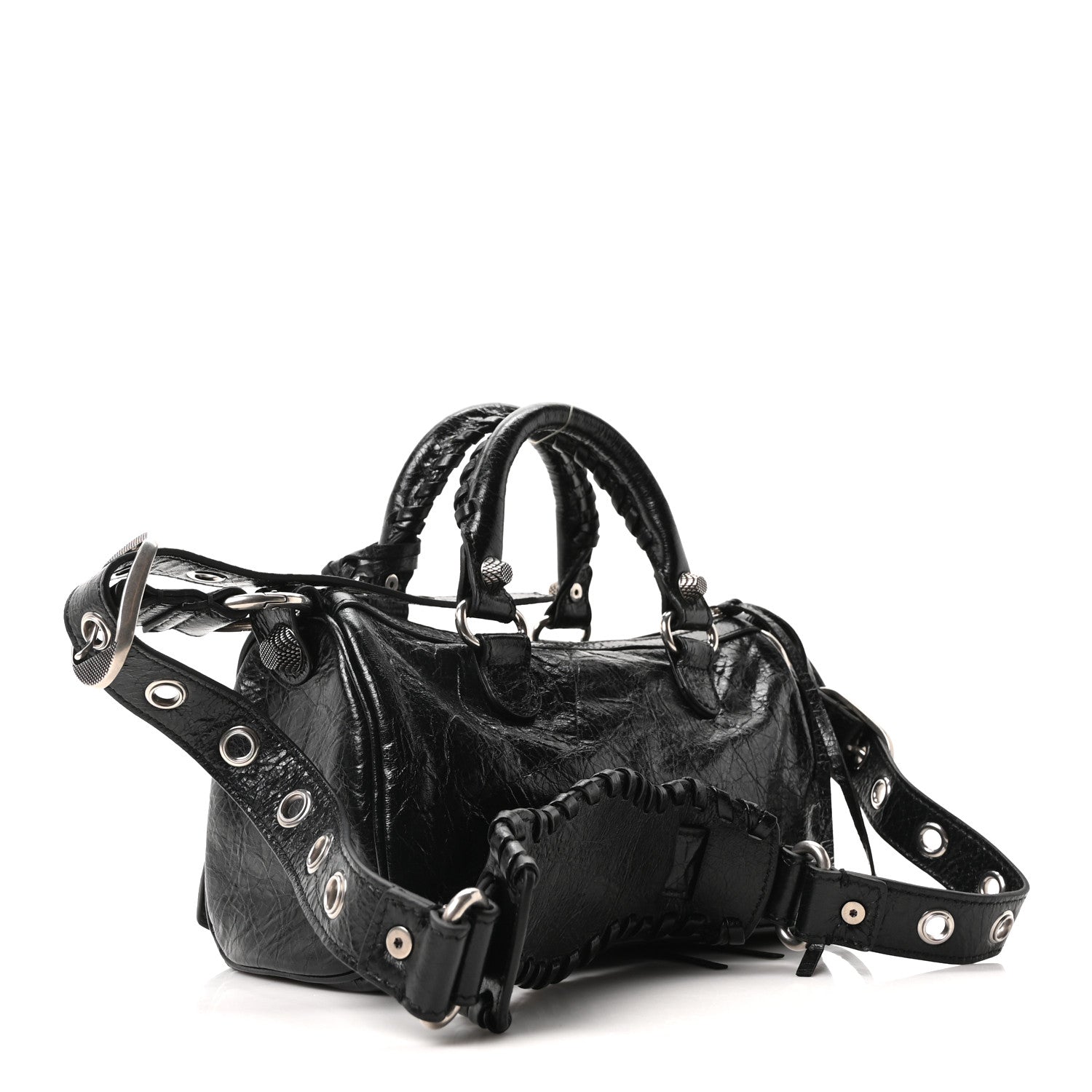 Balenciaga Agneau Arena Mini Le Cagole Duffle Crossbody Bag Black