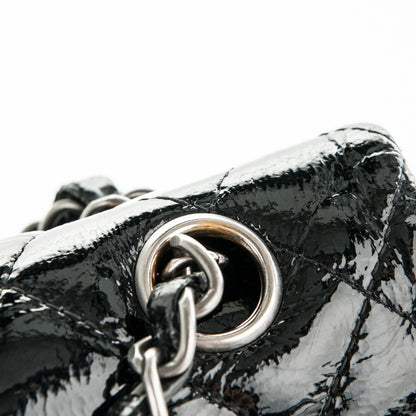 Chanel Distressed Patent Quilted Medium Double Flap Black 11 of 12