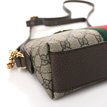 Gucci GG Supreme Monogram Textured Dollar Calfskin Web Small Ophidia Dome Shoulder Bag Beige Ebony New Acero 9 of 10