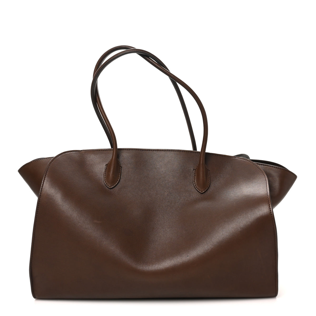 The Row Polished Saddle Calfskin Marlo 17 Tote Bag Deep Brown 1 of 9