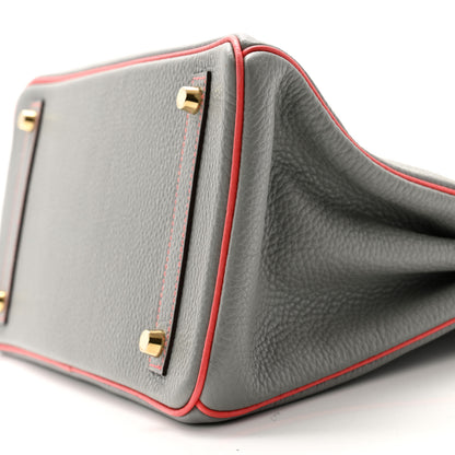 Hermes Togo Horseshoe Birkin 30 Gris Mouette Feu 10 of 11