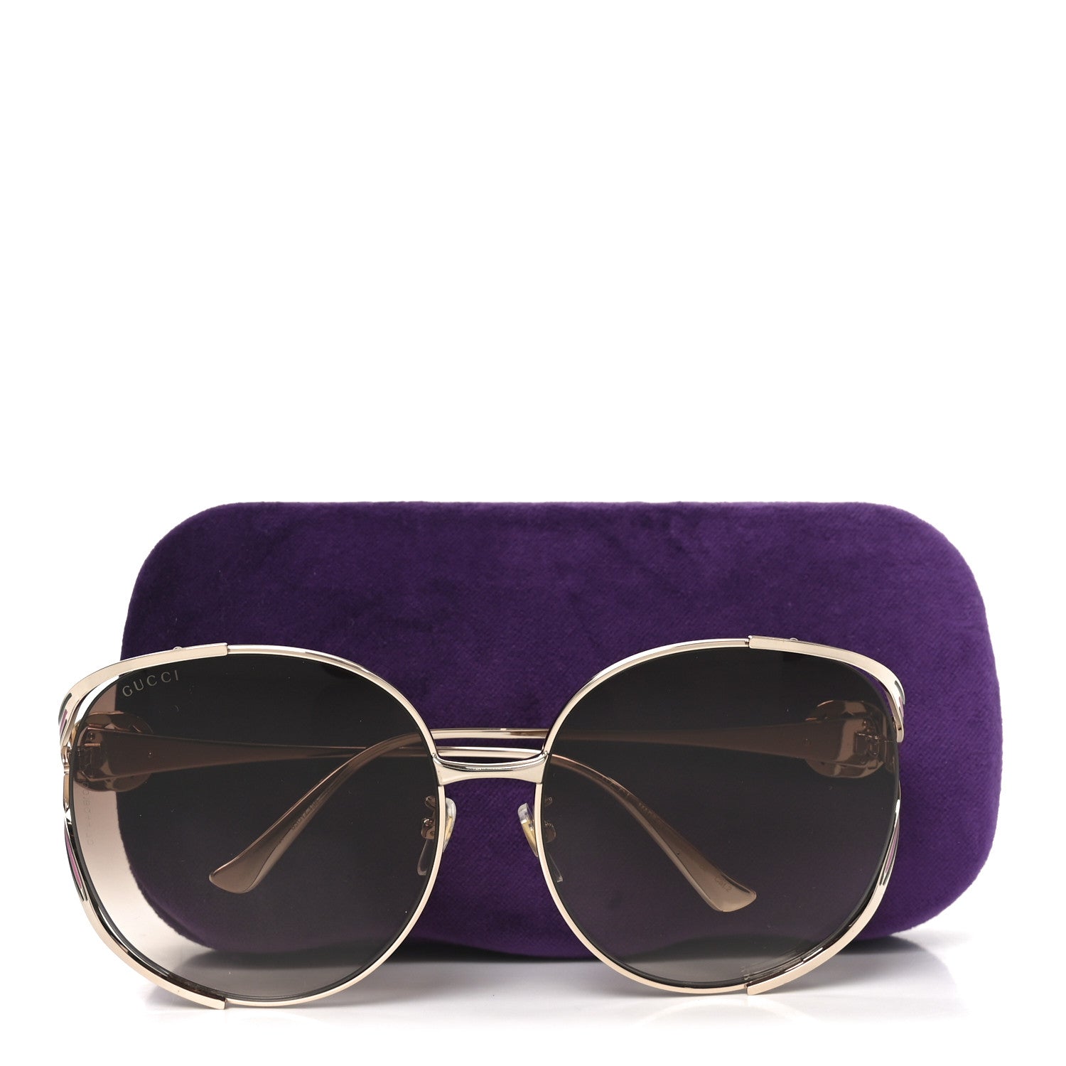 Gucci Metal Oversized Round Frame GG0225S Sunglasses Green Pink 7 of 7