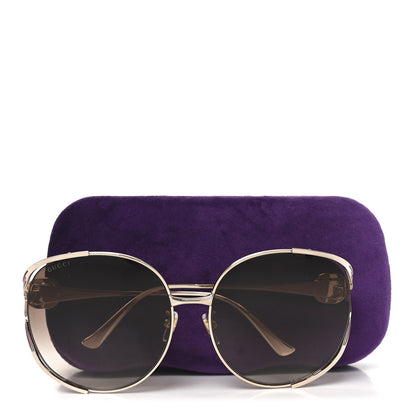 Gucci Metal Oversized Round Frame GG0225S Sunglasses Green Pink 7 of 7