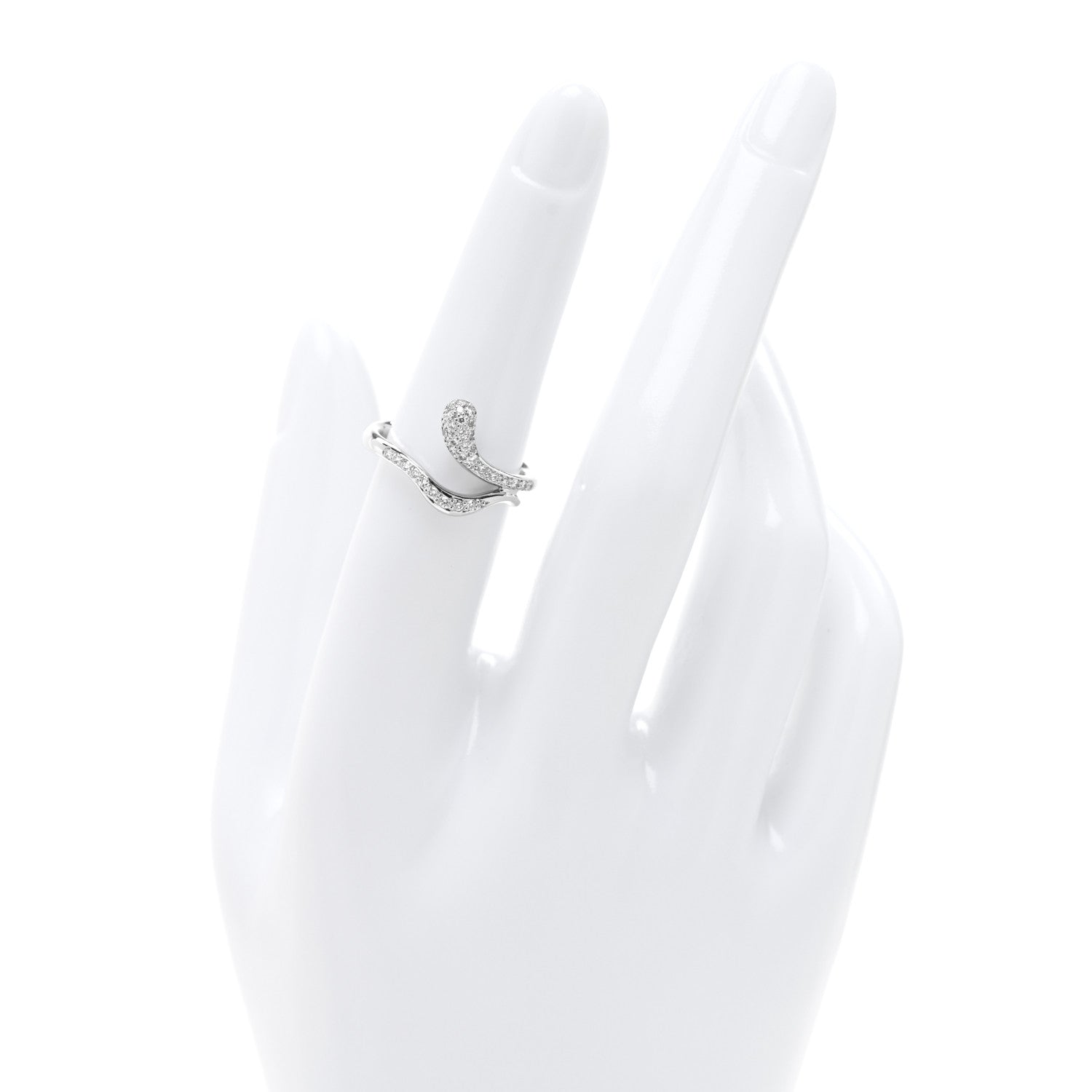 Tiffany Platinum Diamond Elsa Peretti Open Form Teardrop Ring 51 5.75 2 of 4