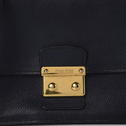 Miu Miu Goatskin Madras Shoulder Bag Navy 13 of 13