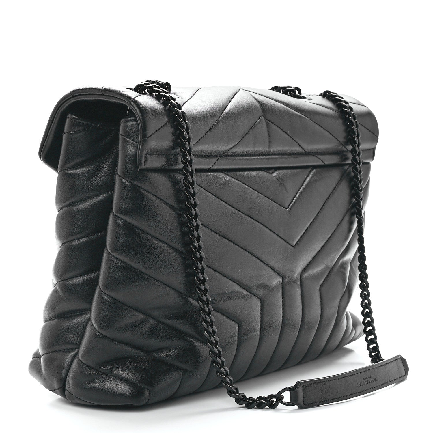 Saint Laurent Calfskin Y Quilted Monogram Monochrome Medium Loulou Chain Satchel Black 3 of 13