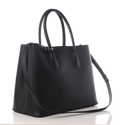 Prada Saffiano Cuir Large Double Bag Black Fuoco 2 of 8