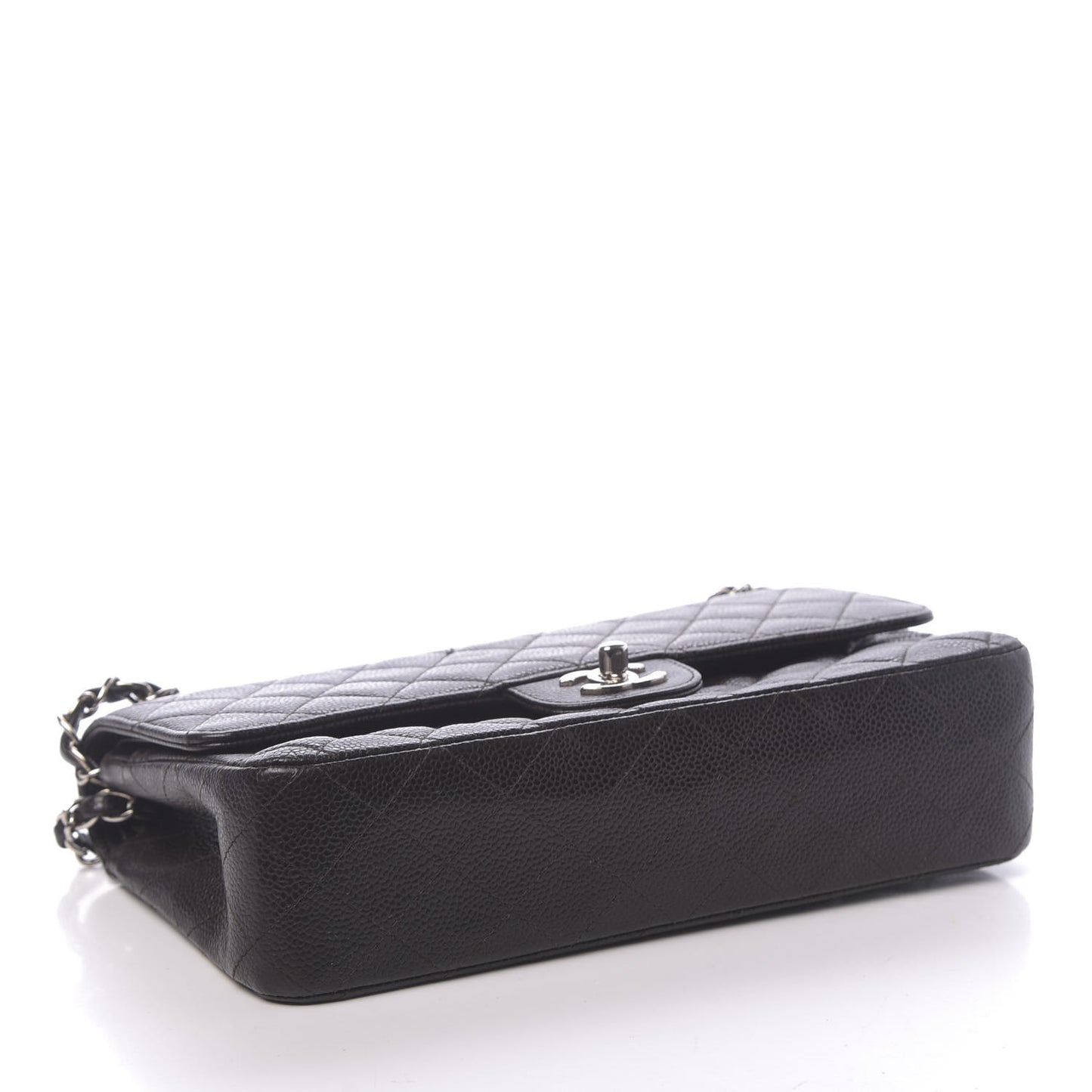 Caviar Quilted Medium Double Flap Brown