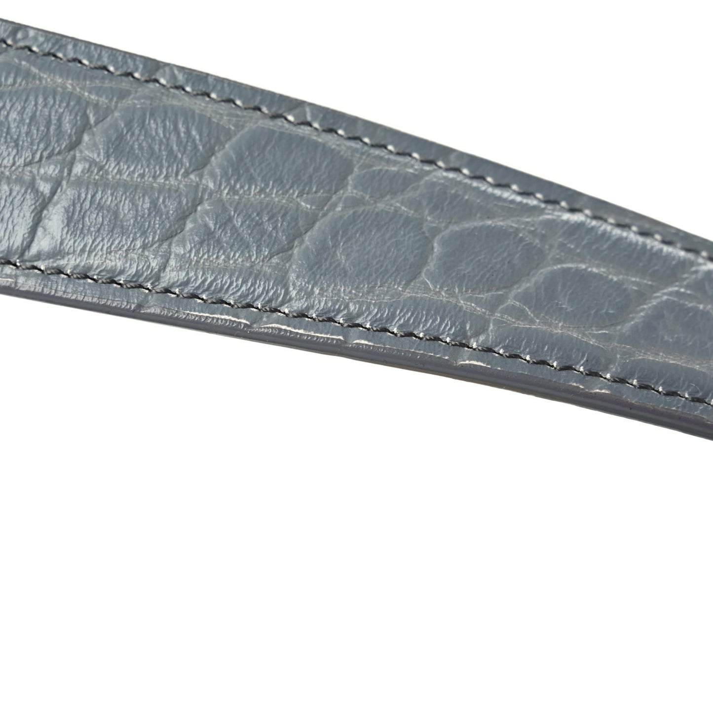 Calfskin Crocodile Embossed Box Shoulder Bag 16 Grey