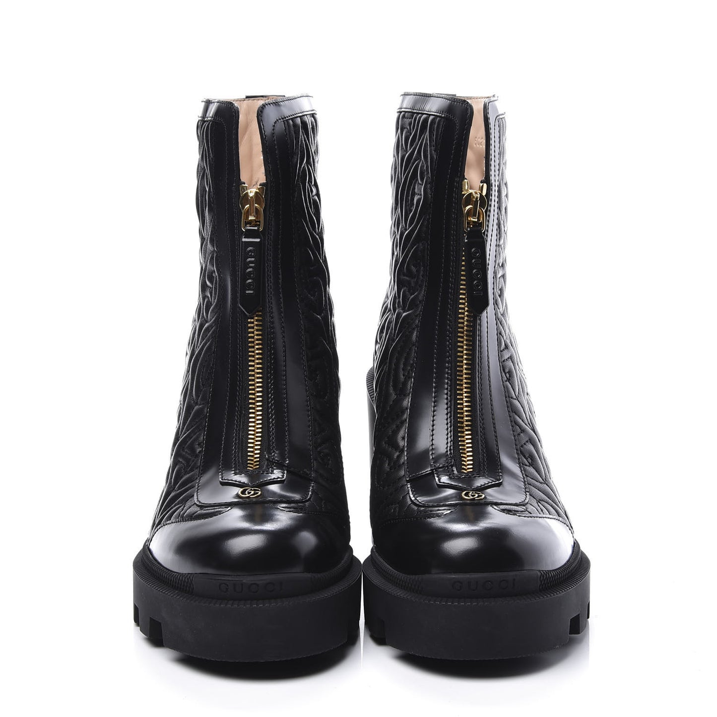 Calfskin Nappa Rhombus Quilted Trip Ankle Boots 37.5 Black