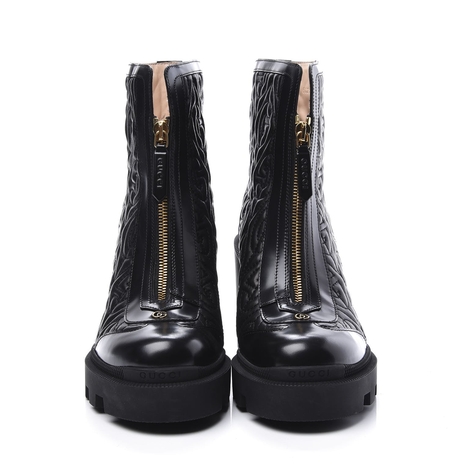 Gucci Calfskin Nappa Rhombus Quilted Trip Ankle Boots 37.5 Black 2 of 11