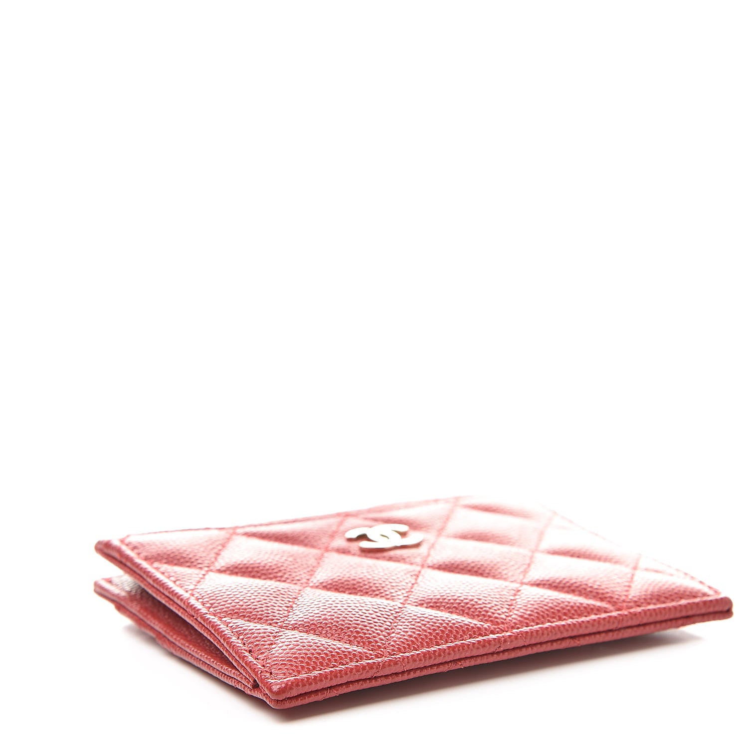 Chanel Caviar Quilted CC Zip Card Holder Red 4 of 7