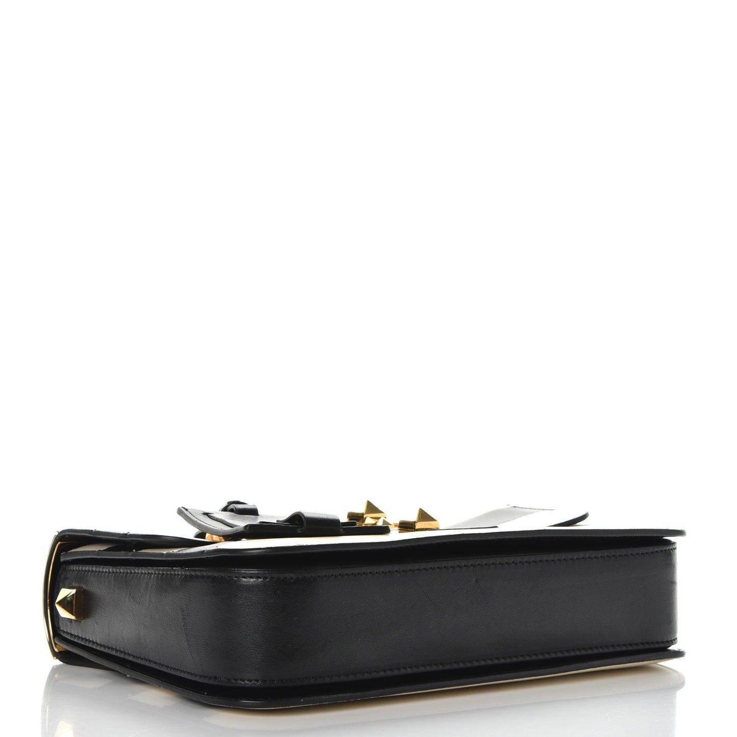 Nappa Striped B-Rockstud Flap Black Light Ivory