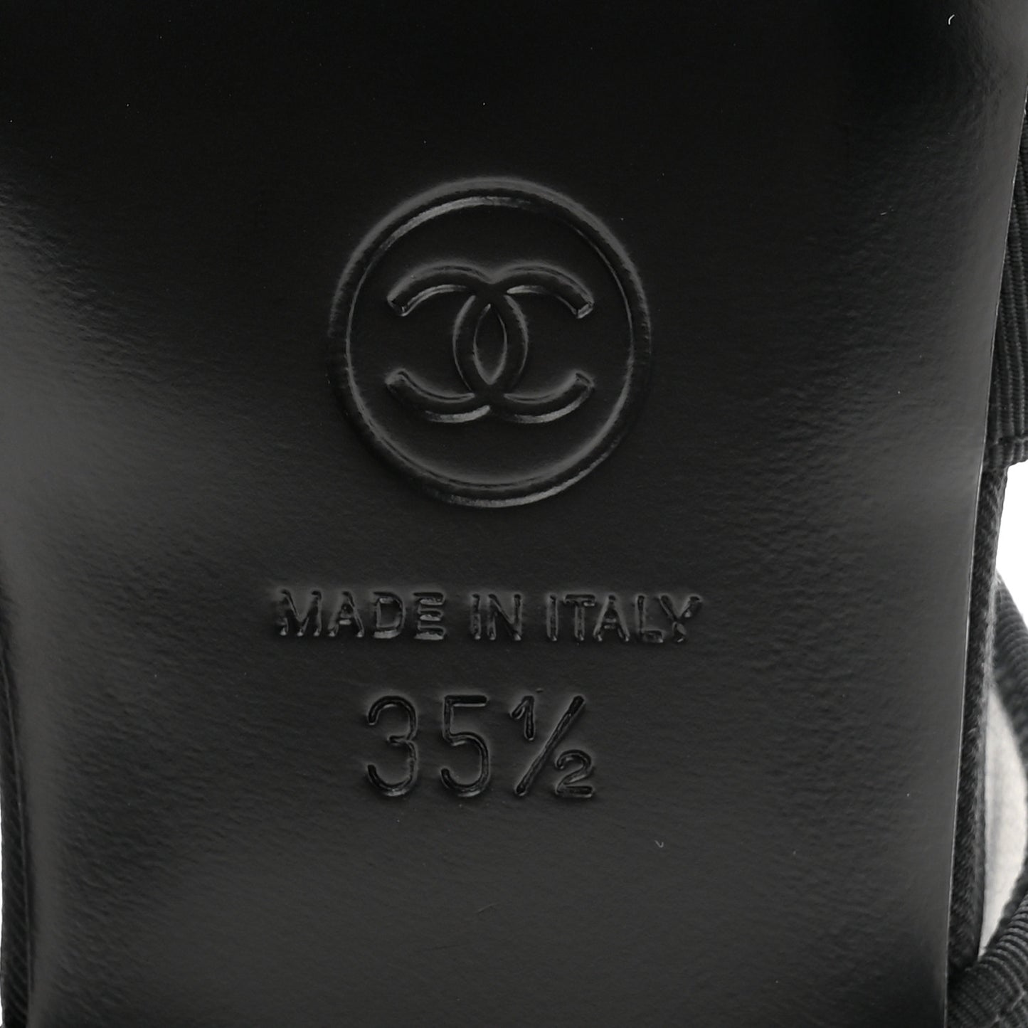 Grosgrain Chain CC Logo Bow Sandals 35.5 Black