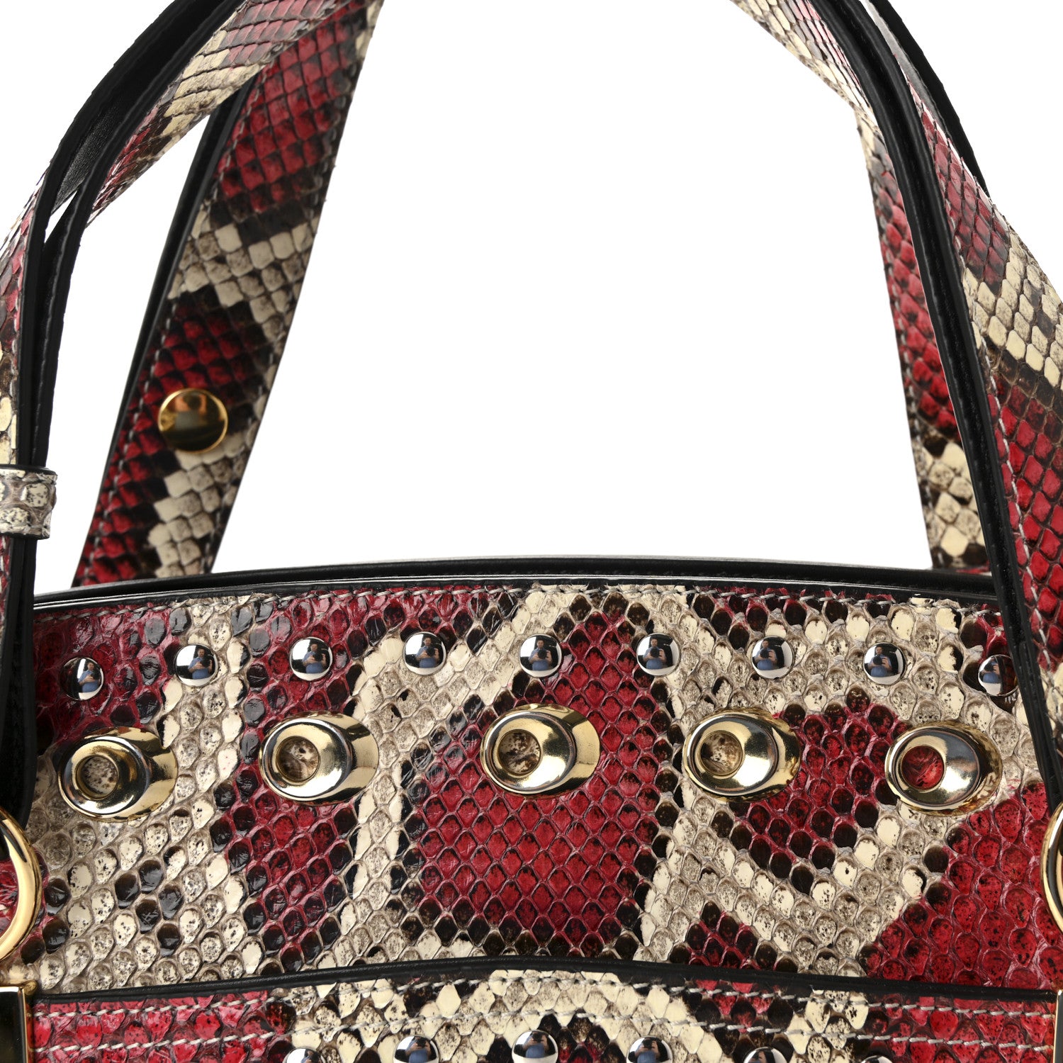 Gucci Snakeskin Large Arli Top Handle Bag Pink Beige 8 of 10