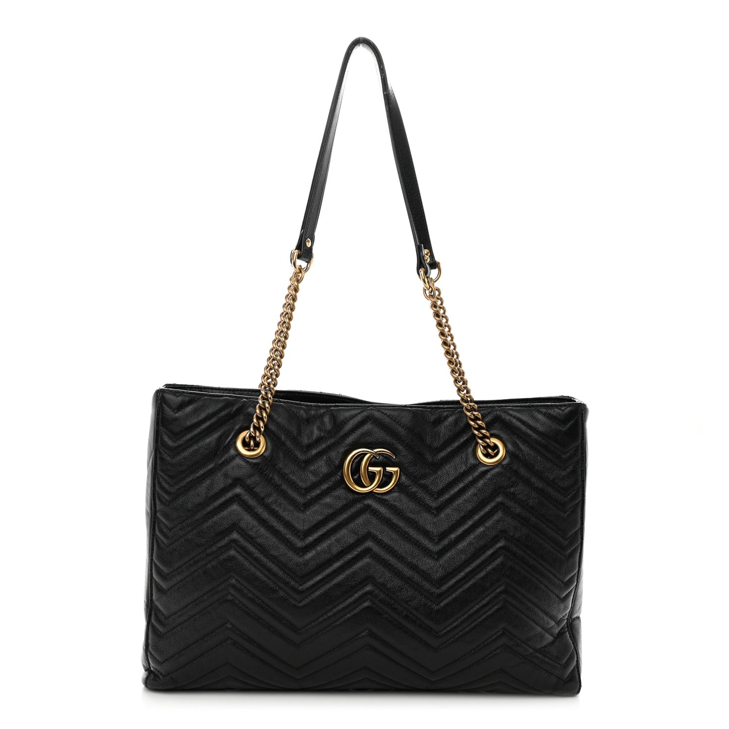 Vintage Calfskin Matelasse Medium GG Marmont Slim Tote Black