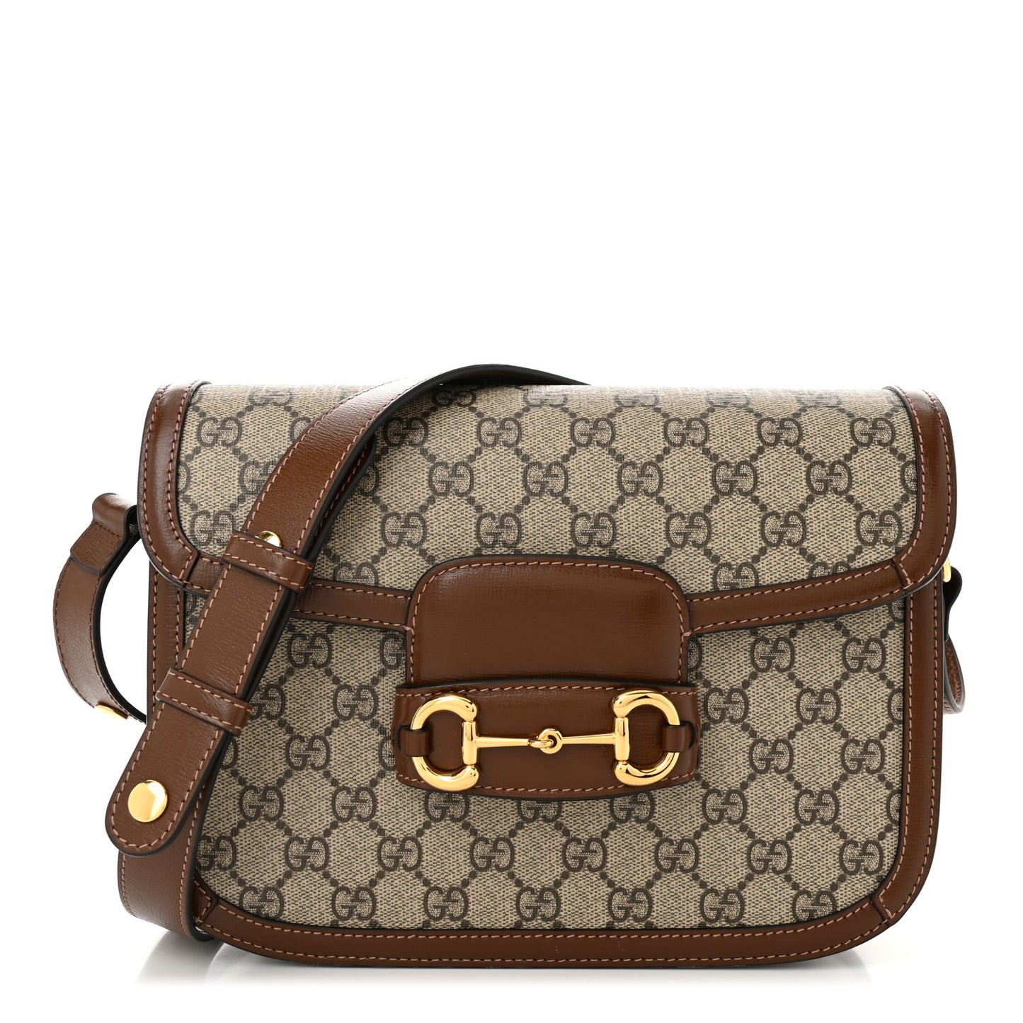 GG Supreme Monogram Horsebit 1955 Shoulder Bag Beige Brown Sugar