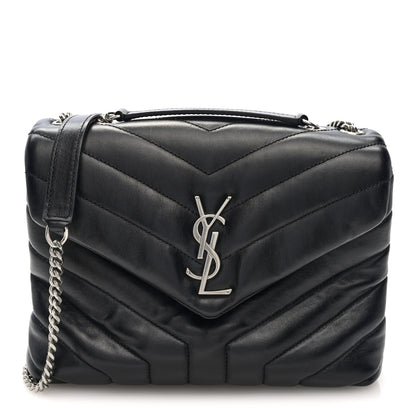 Saint Laurent Calfskin Y Quilted Monogram Small Loulou Chain Satchel Black 1 of 9