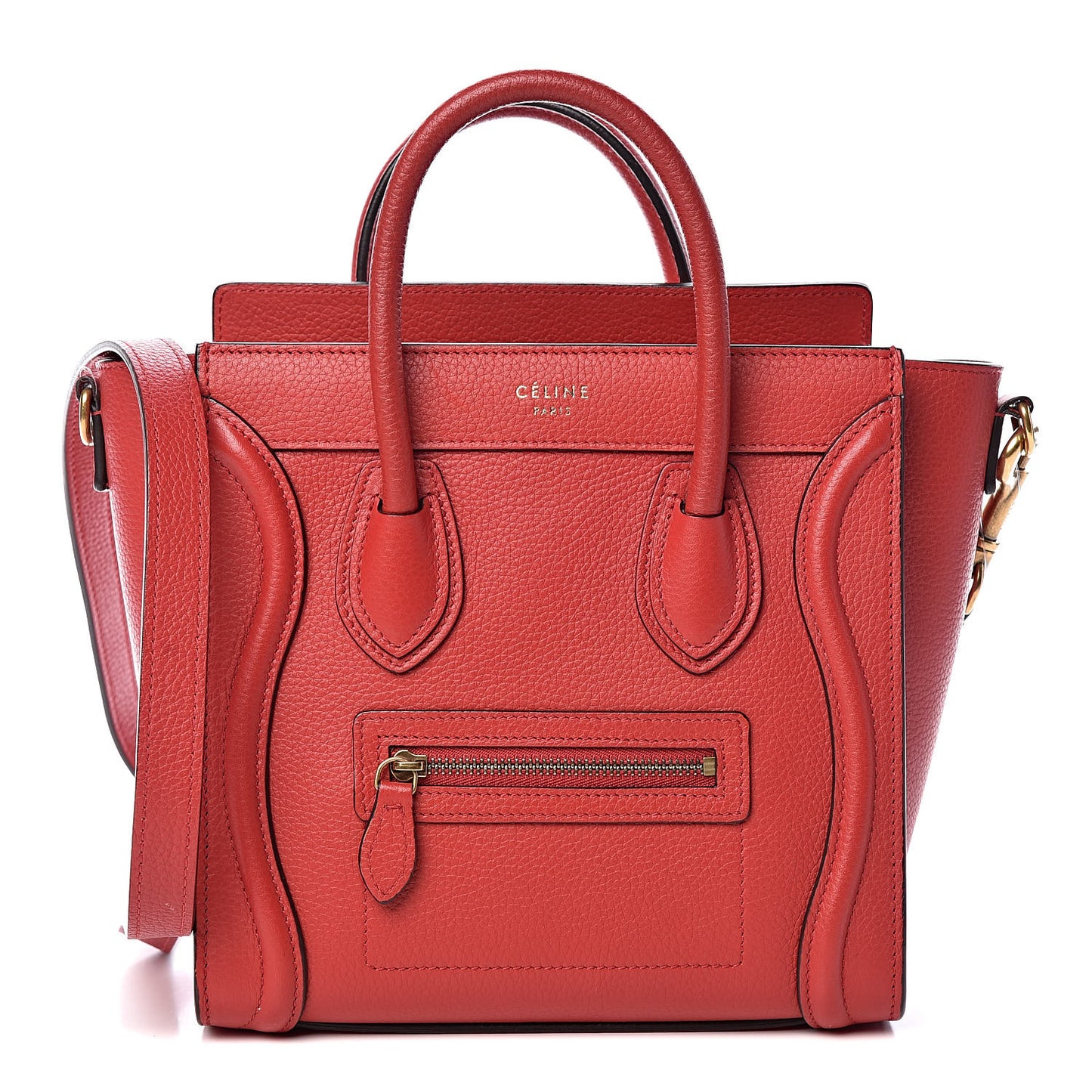 Drummed Calfskin Nano Luggage Red