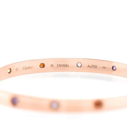 Cartier 18K Pink Gold Sapphire Garnet Amethyst LOVE Bracelet 19 4 of 5