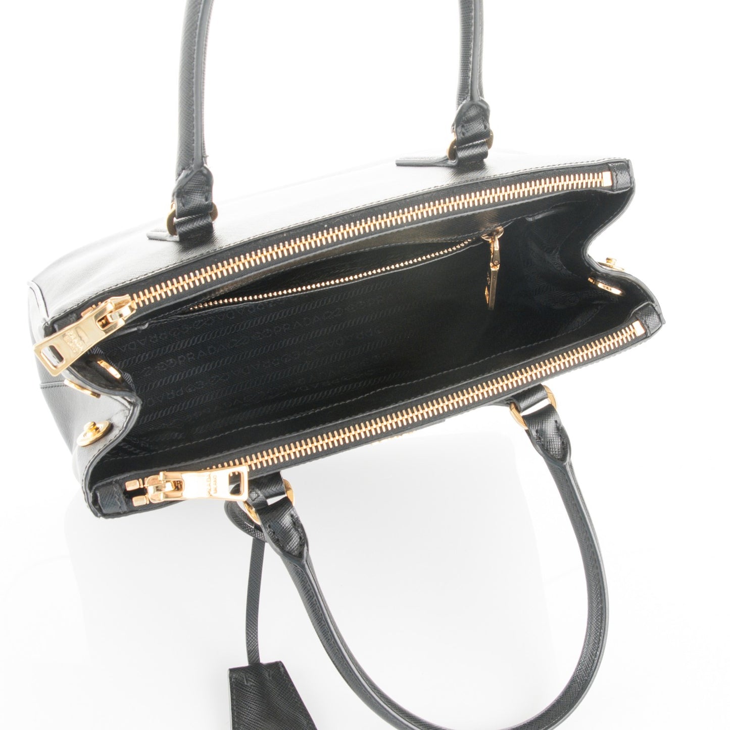 Saffiano Small Galleria Double Zip Tote Black