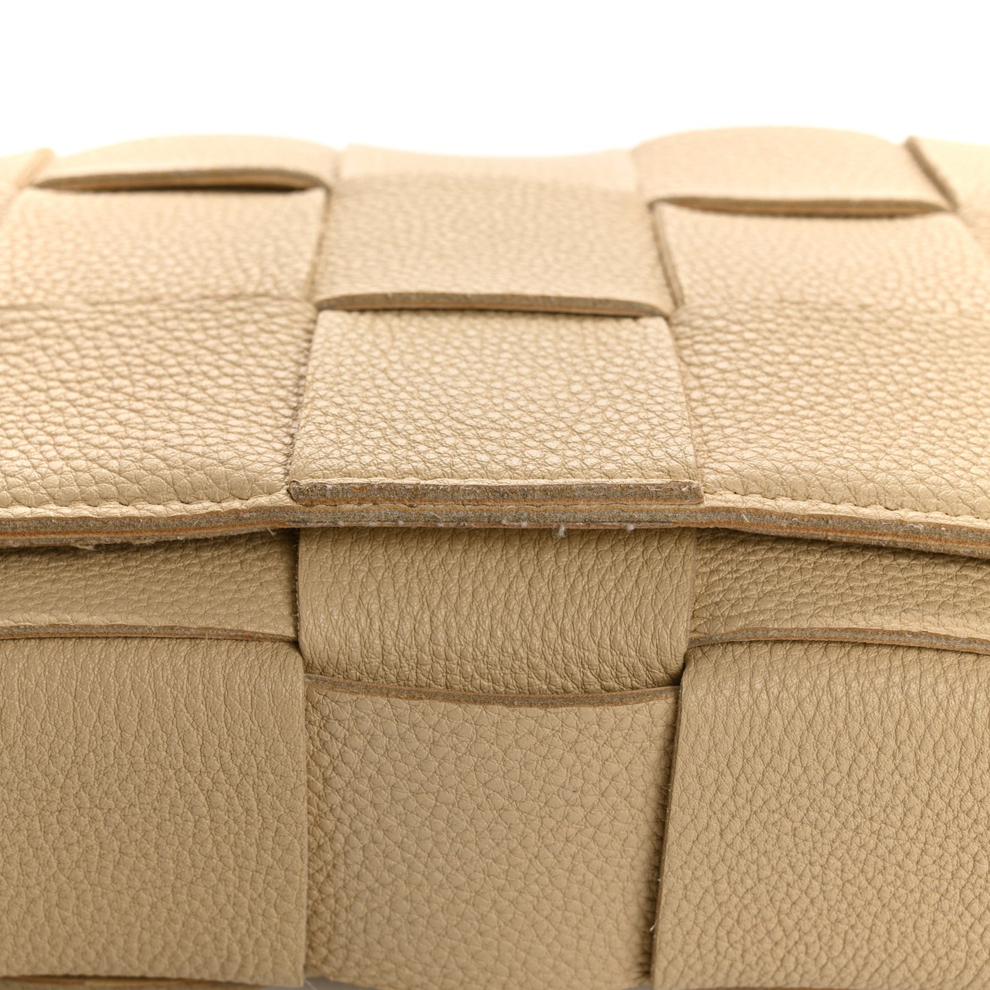 Grained Calfskin Maxi Intrecciato Cassette Crossbody Bag Porridge