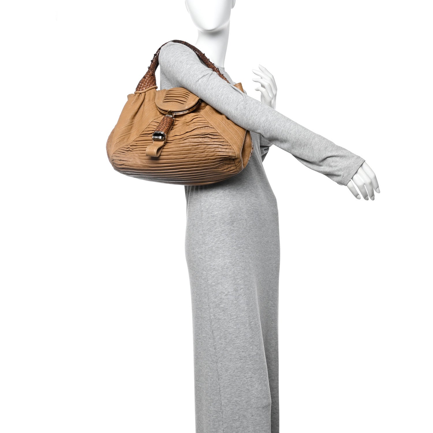 Fendi Nappa Pleated Nuvolata Spy Bone 2 of 14