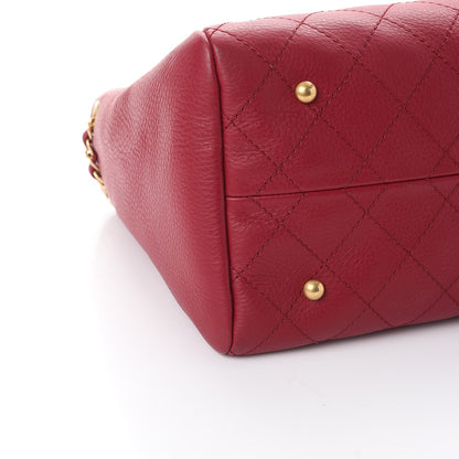 Chanel Grained Calfskin Stitched Supple Rock Shopping Tote Burgundy 10 of 12