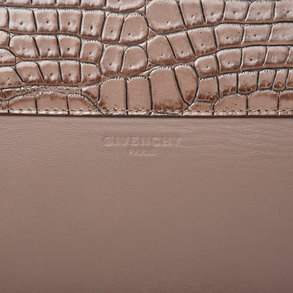 Givenchy Calfskin Crocodile Embossed Medium Shark Lock Satchel Sand 10 of 12