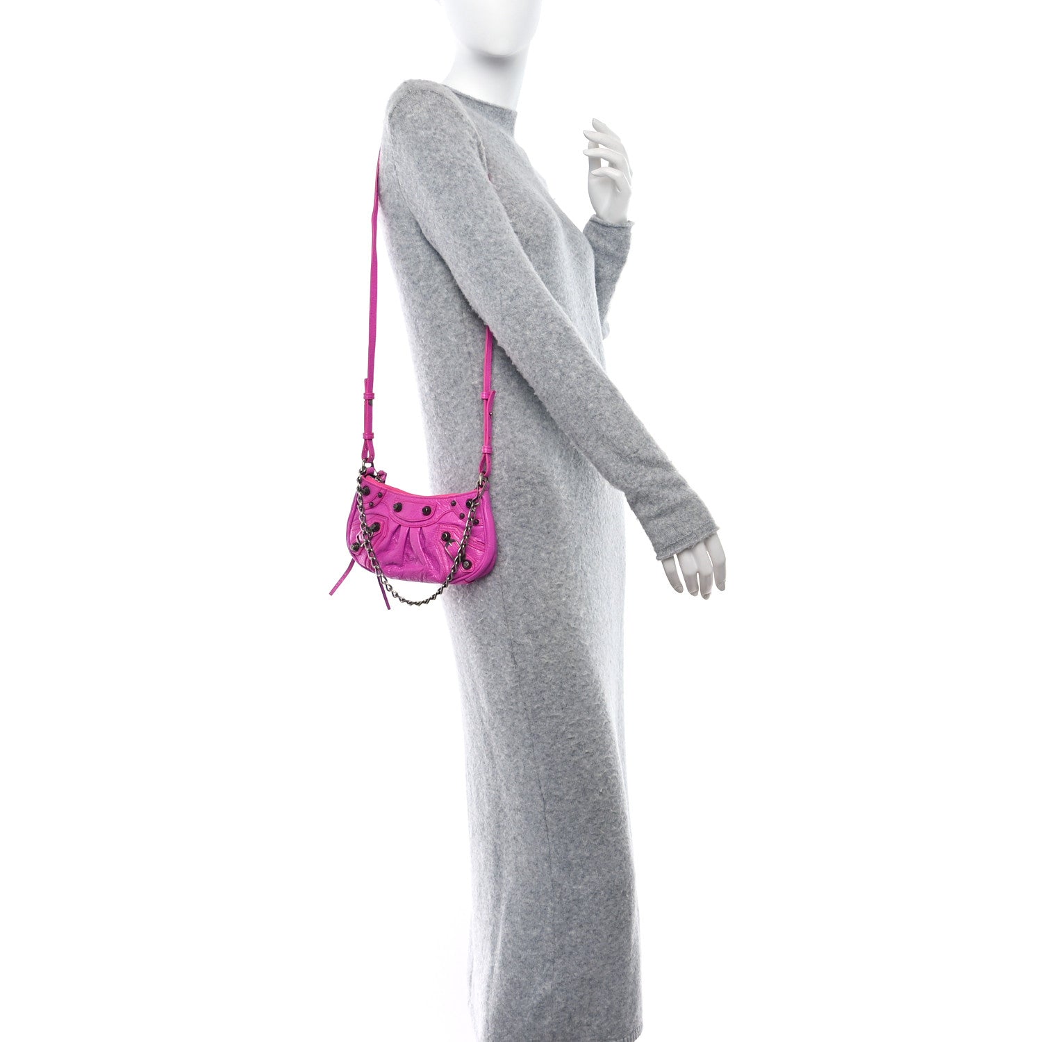 Balenciaga Agneau Arena Le Cagole Mini Purse With Chain Lipstick Pink 2 of 9
