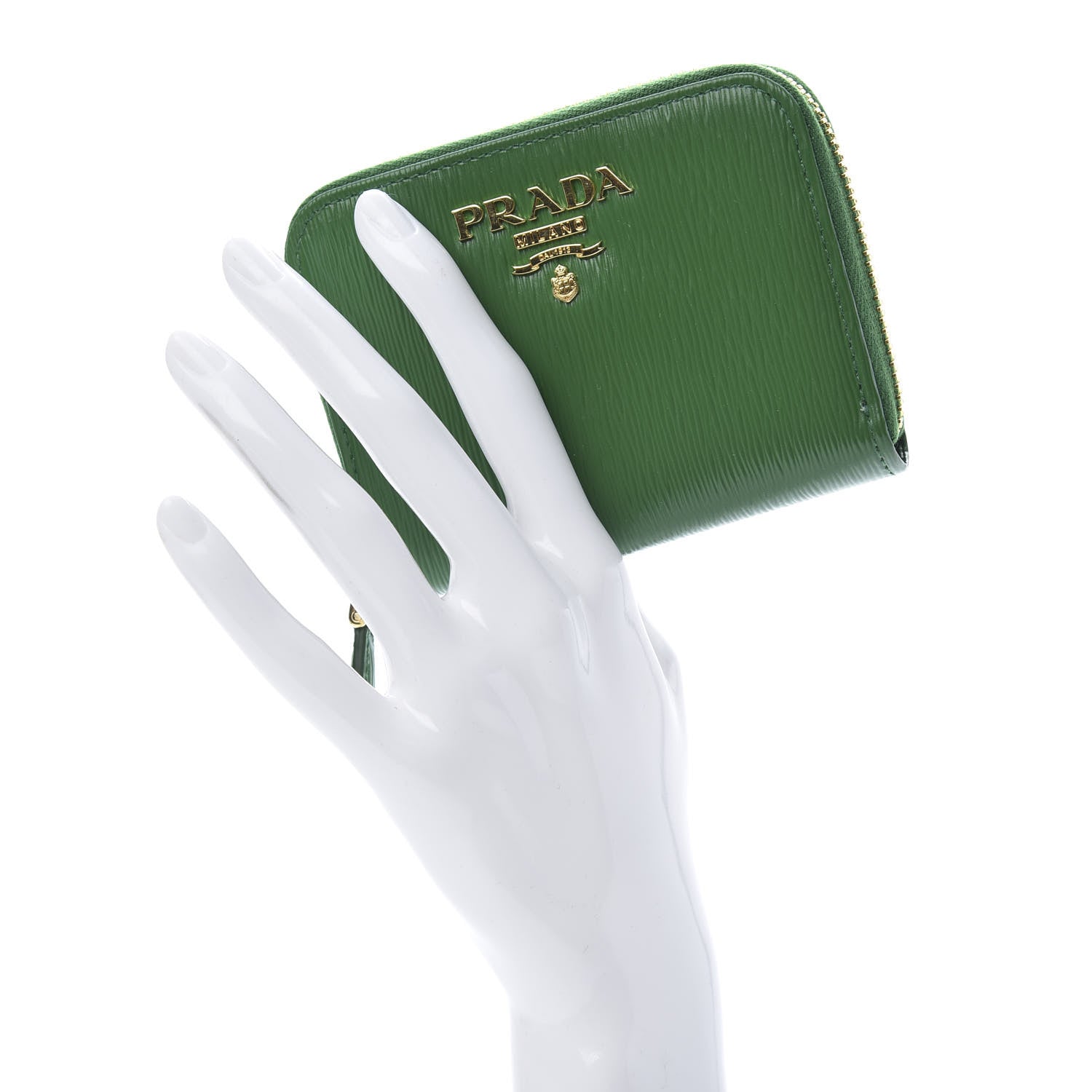 Prada Vitello Move Metal Coin Purse Verde 2 of 9